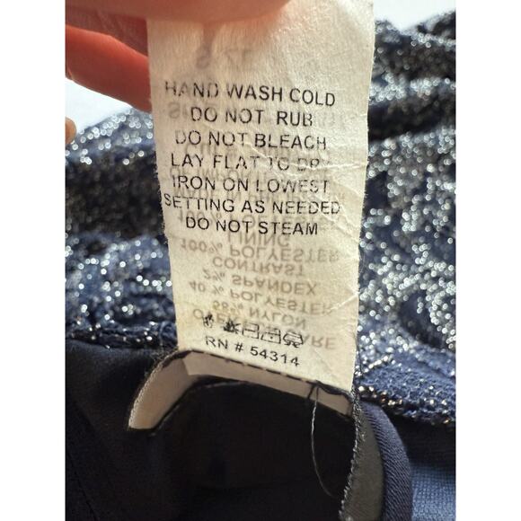 B Smart Women's Jr 3 Navy Blue Glitter Halter Skater Party Mini Dress Whimsigoth - Picture 7 of 11